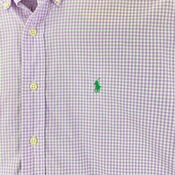 Ralph‎ Lauren Blake Shirt Large Purple Check Cotton Short Sleeve - Picture 2 of 6